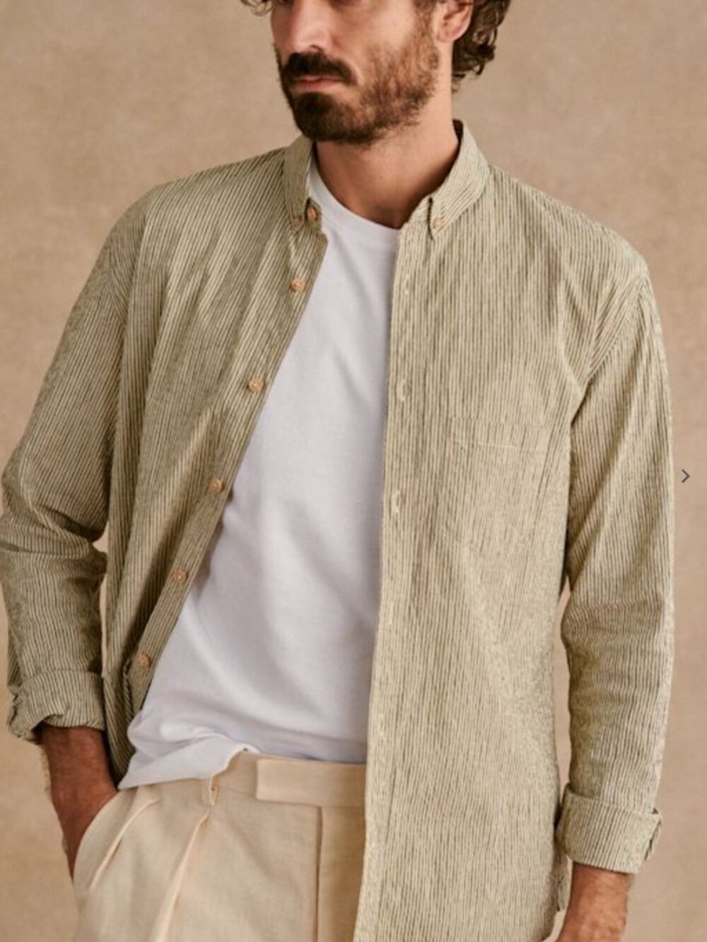 Octobre Éditions Coton Linen Seersucker Charlie Shirt Size L
